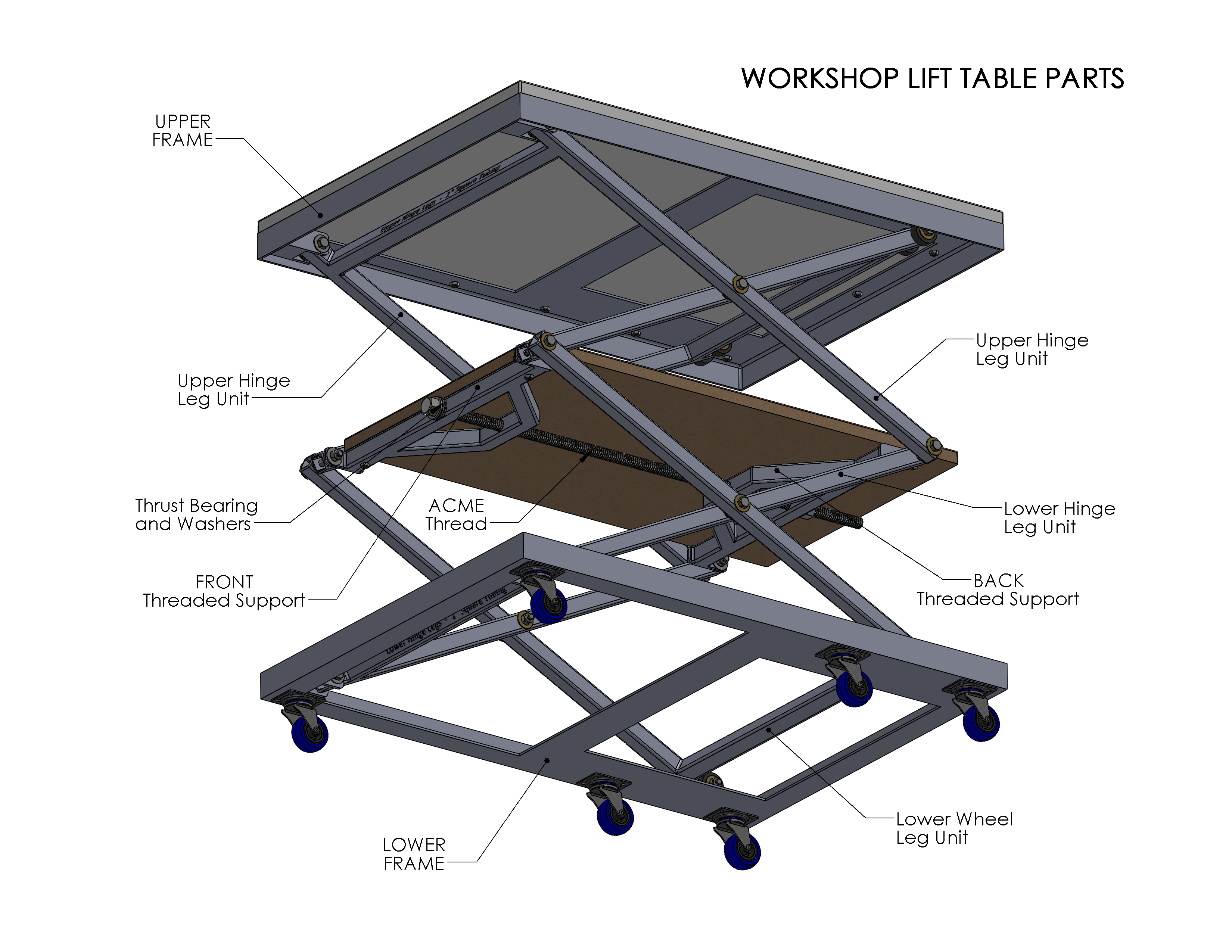 DIY Lift Table自制升降台模型3D图纸 Solidworks设计(1)